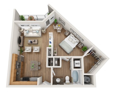 Floor plan for studio, 1 bath, 658 sqft
